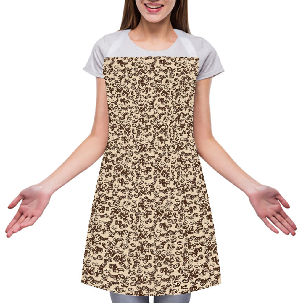Vintage Coffee Bean Pattern Print Adjustable Apron