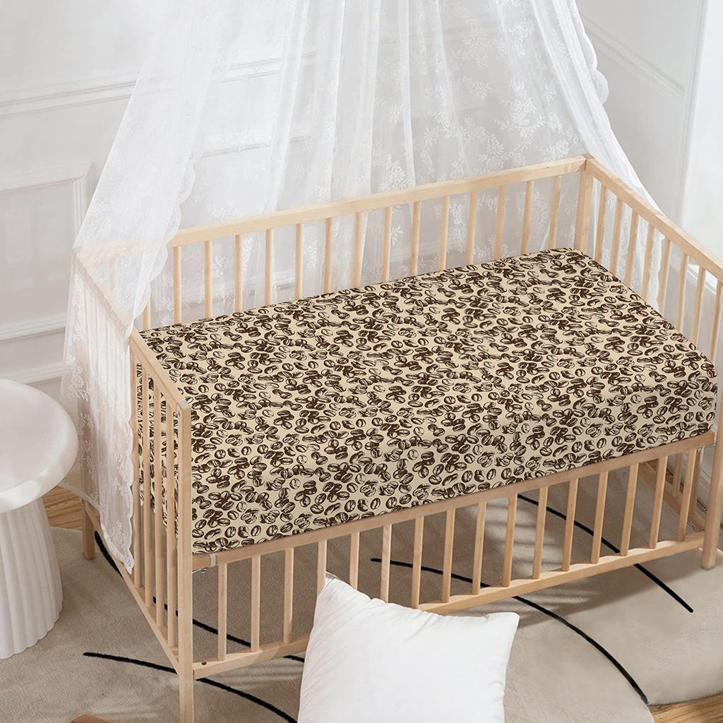 Vintage Coffee Bean Pattern Print Baby Crib Sheet