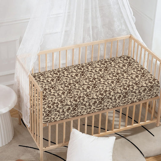 Vintage Coffee Bean Pattern Print Baby Crib Sheet