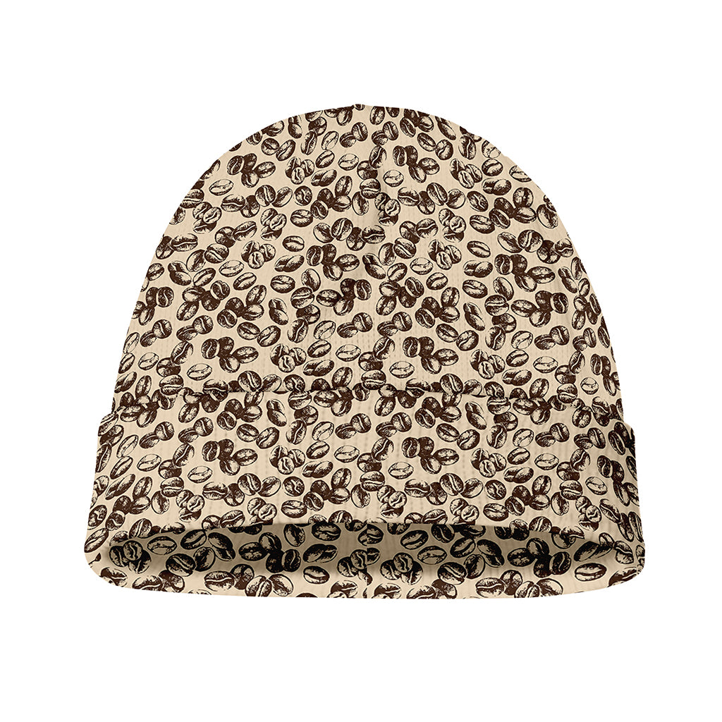 Vintage Coffee Bean Pattern Print Beanie