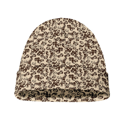 Vintage Coffee Bean Pattern Print Beanie