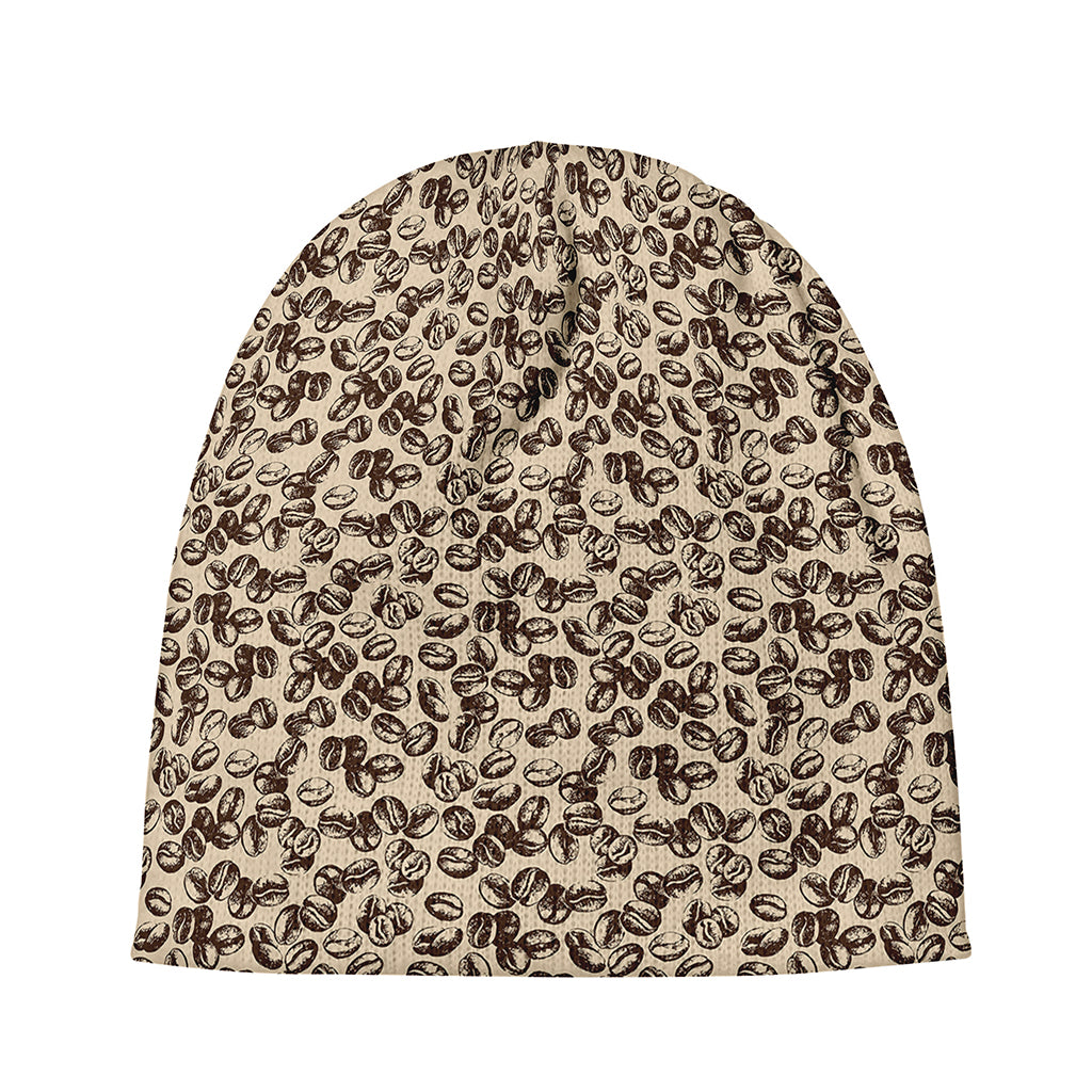 Vintage Coffee Bean Pattern Print Beanie