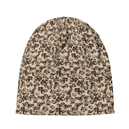 Vintage Coffee Bean Pattern Print Beanie