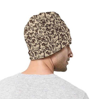 Vintage Coffee Bean Pattern Print Beanie