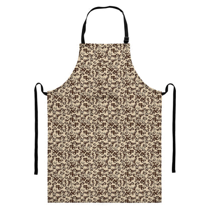Vintage Coffee Bean Pattern Print Bib Apron With Pocket