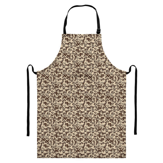 Vintage Coffee Bean Pattern Print Bib Apron With Pocket