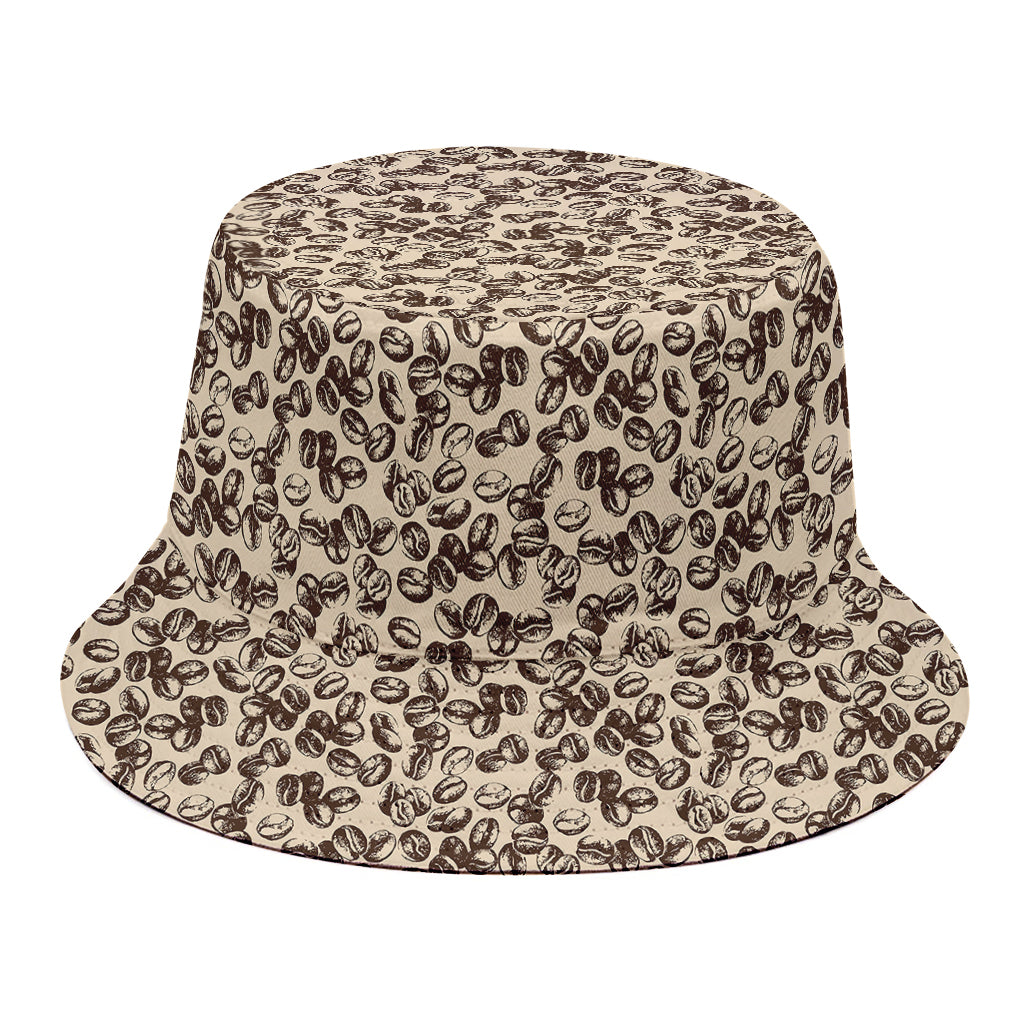 Vintage Coffee Bean Pattern Print Bucket Hat