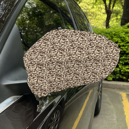 Vintage Coffee Bean Pattern Print Car Side Mirror Covers