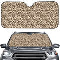 Vintage Coffee Bean Pattern Print Car Windshield Sun Shade