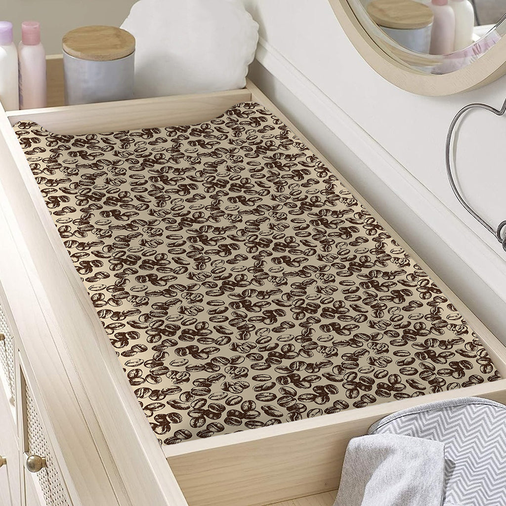 Vintage Coffee Bean Pattern Print Changing Pad Cover