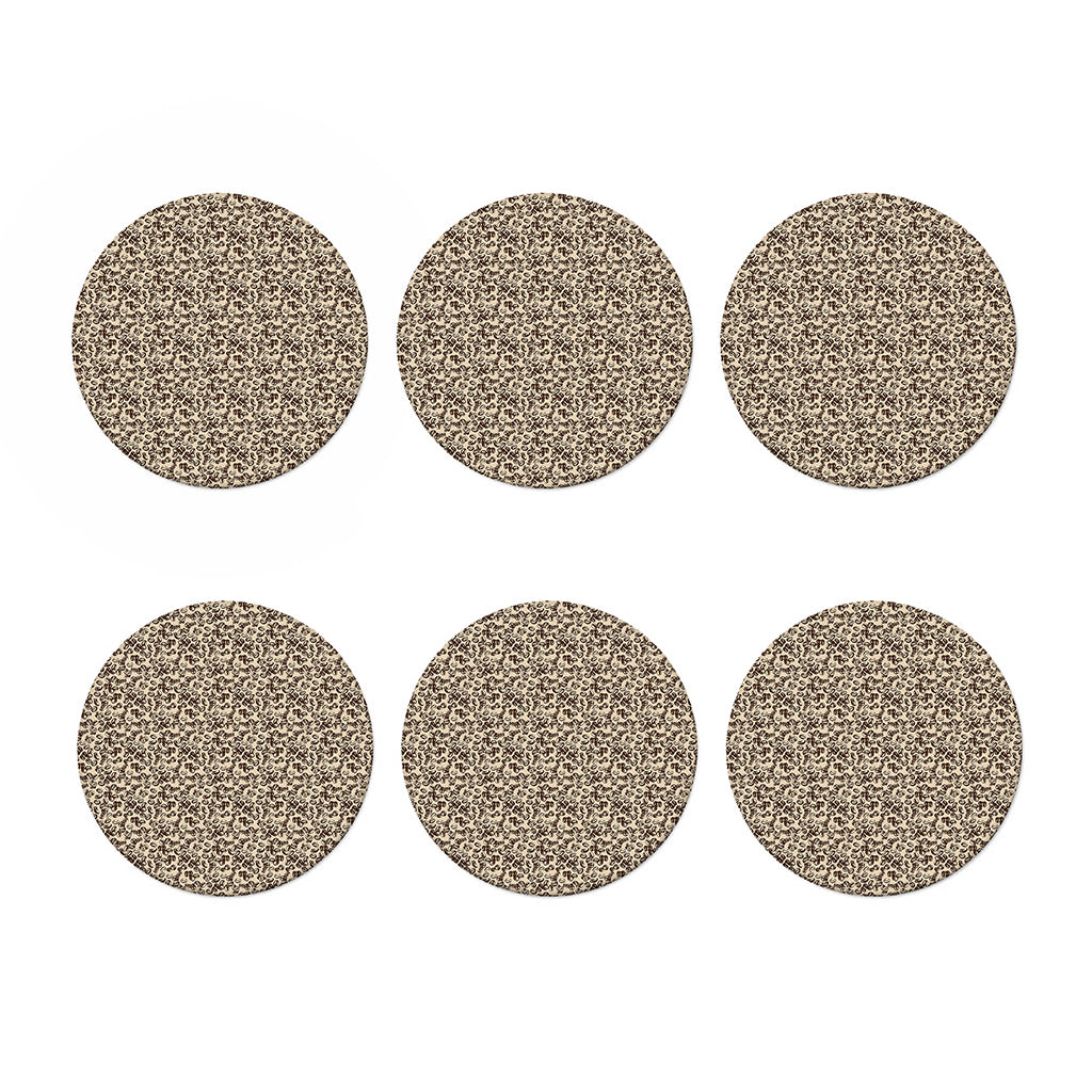 Vintage Coffee Bean Pattern Print Coaster Set