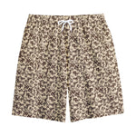 Vintage Coffee Bean Pattern Print Cotton Shorts