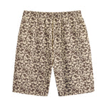 Vintage Coffee Bean Pattern Print Cotton Shorts