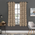 Vintage Coffee Bean Pattern Print Grommet Curtain Panels