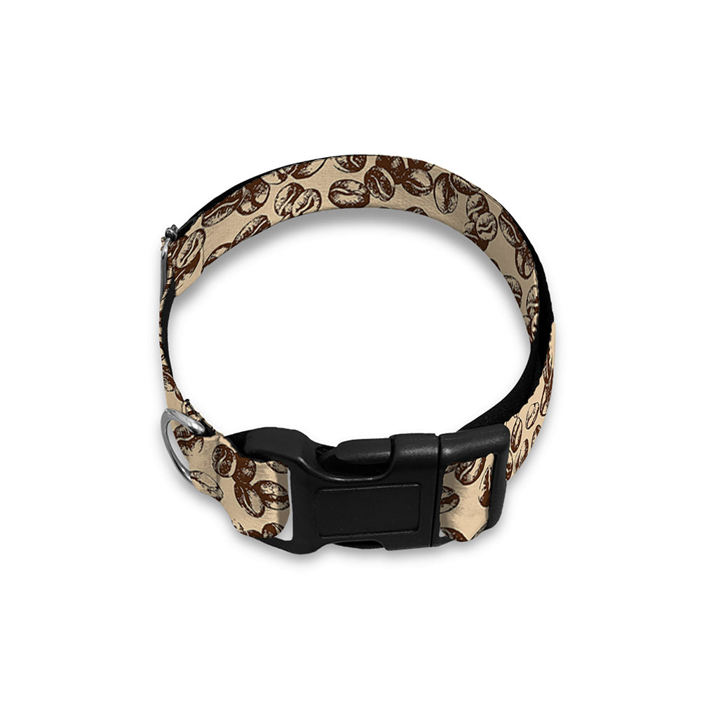 Vintage Coffee Bean Pattern Print Dog Collar