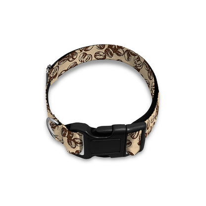 Vintage Coffee Bean Pattern Print Dog Collar