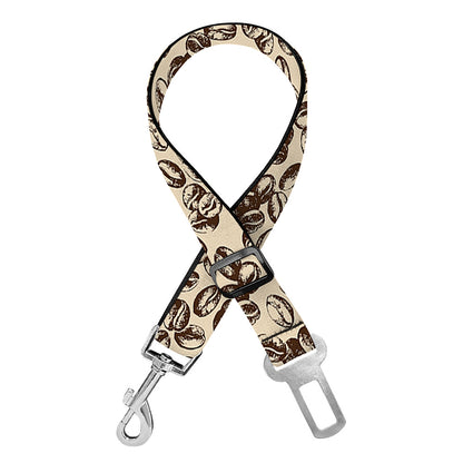 Vintage Coffee Bean Pattern Print Dog Seat Belt