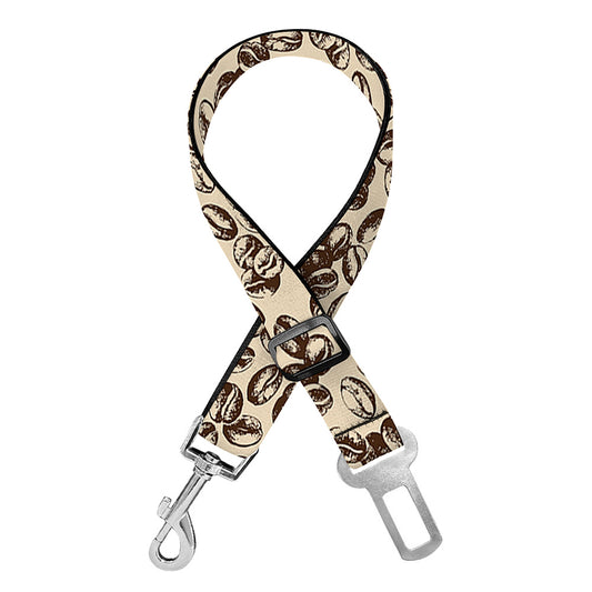 Vintage Coffee Bean Pattern Print Dog Seat Belt