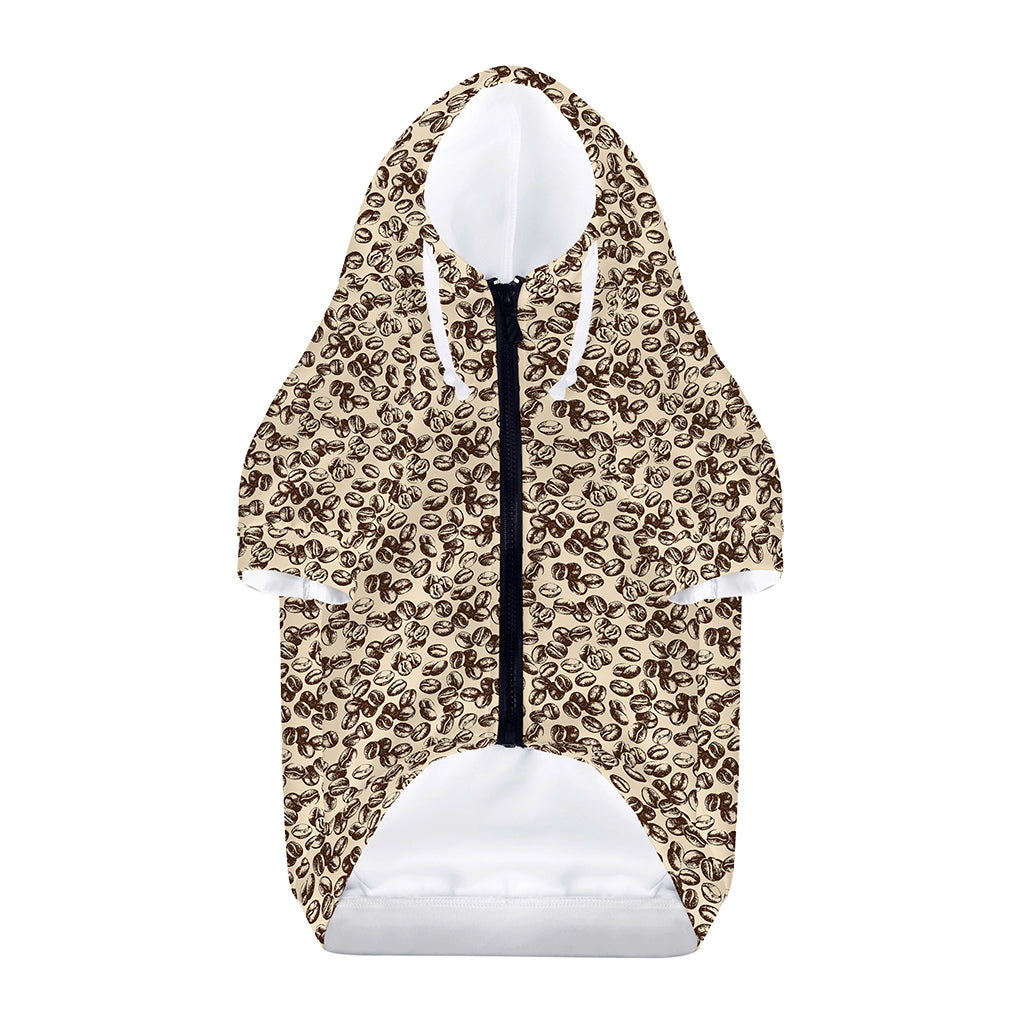 Vintage Coffee Bean Pattern Print Dog Zip Up Hoodie