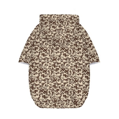 Vintage Coffee Bean Pattern Print Dog Zip Up Hoodie