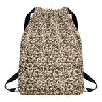 Vintage Coffee Bean Pattern Print Drawstring Backpack