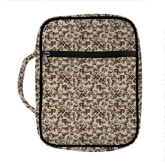 Vintage Coffee Bean Pattern Print Front Pocket Bible Bag