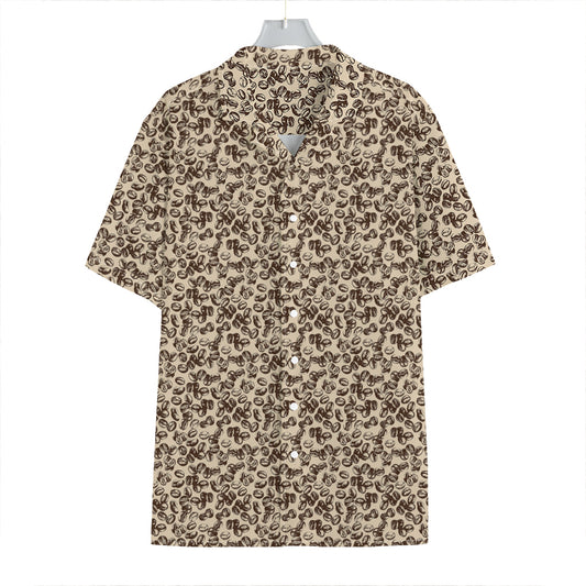 Vintage Coffee Bean Pattern Print Hawaiian Shirt