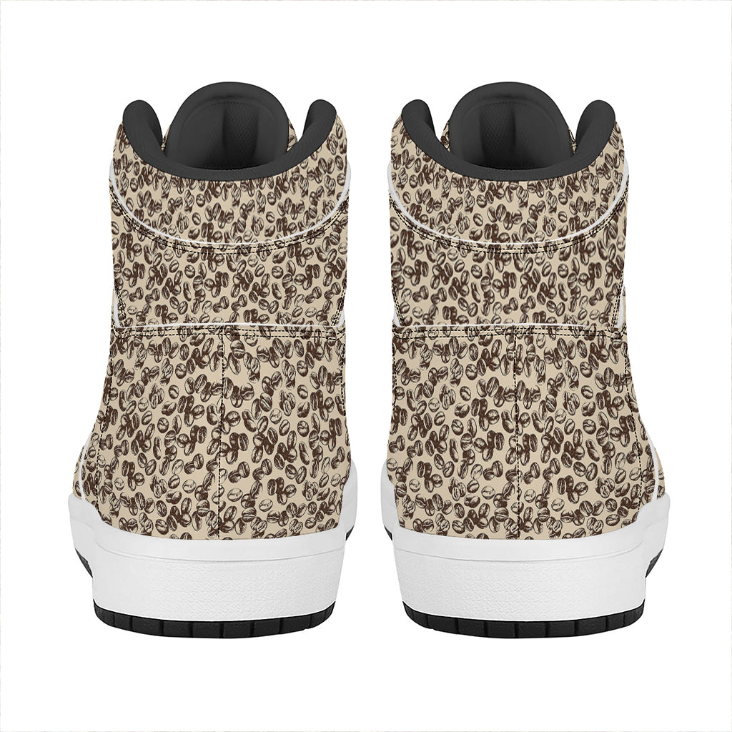 Vintage Coffee Bean Pattern Print High Top Leather Sneakers