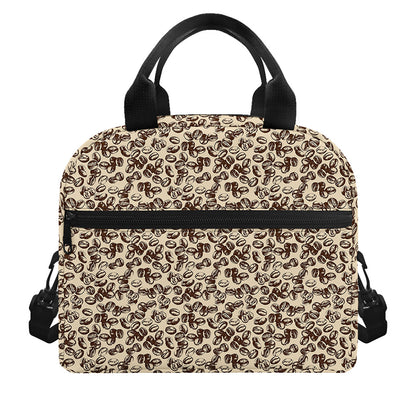 Vintage Coffee Bean Pattern Print Insulated Lunch Bag