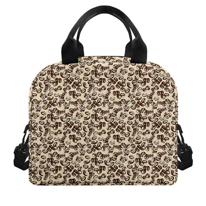 Vintage Coffee Bean Pattern Print Insulated Lunch Bag