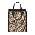 Vintage Coffee Bean Pattern Print Insulated Lunch Tote