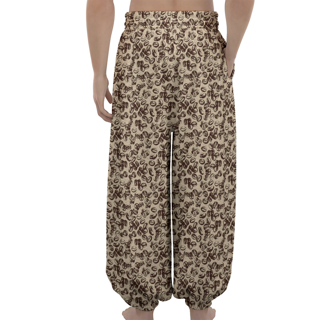 Vintage Coffee Bean Pattern Print Lantern Pants