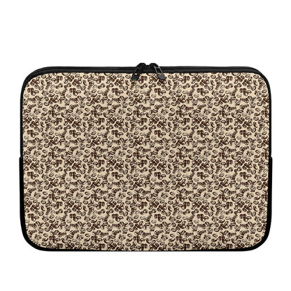 Vintage Coffee Bean Pattern Print Laptop Sleeve