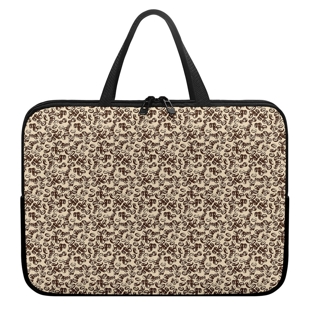 Vintage Coffee Bean Pattern Print Laptop Sleeve With Handle