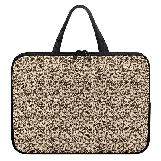Vintage Coffee Bean Pattern Print Laptop Sleeve With Handle