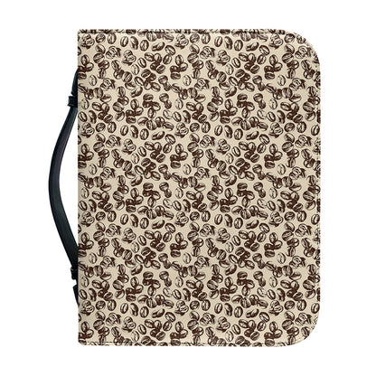 Vintage Coffee Bean Pattern Print Leather Bible Cover