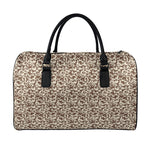 Vintage Coffee Bean Pattern Print Leather Duffle Bag