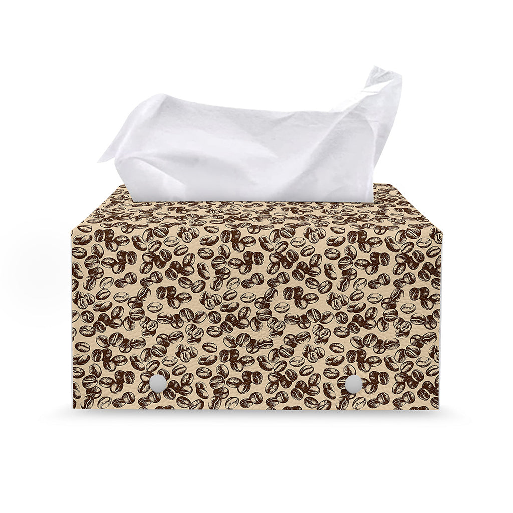 Vintage Coffee Bean Pattern Print Leather Tissue Box Cover