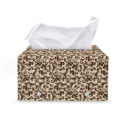 Vintage Coffee Bean Pattern Print Leather Tissue Box Cover