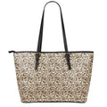 Vintage Coffee Bean Pattern Print Leather Tote Bag With Zipper
