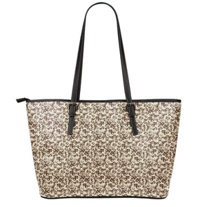 Vintage Coffee Bean Pattern Print Leather Tote Bag