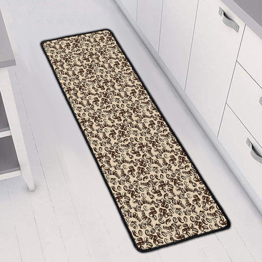 Vintage Coffee Bean Pattern Print Long Kitchen Mat