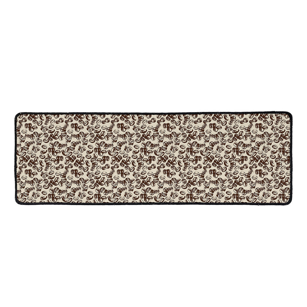 Vintage Coffee Bean Pattern Print Long Kitchen Mat