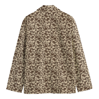 Vintage Coffee Bean Pattern Print Men's Blazer