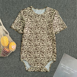 Vintage Coffee Bean Pattern Print Men's Bodysuit