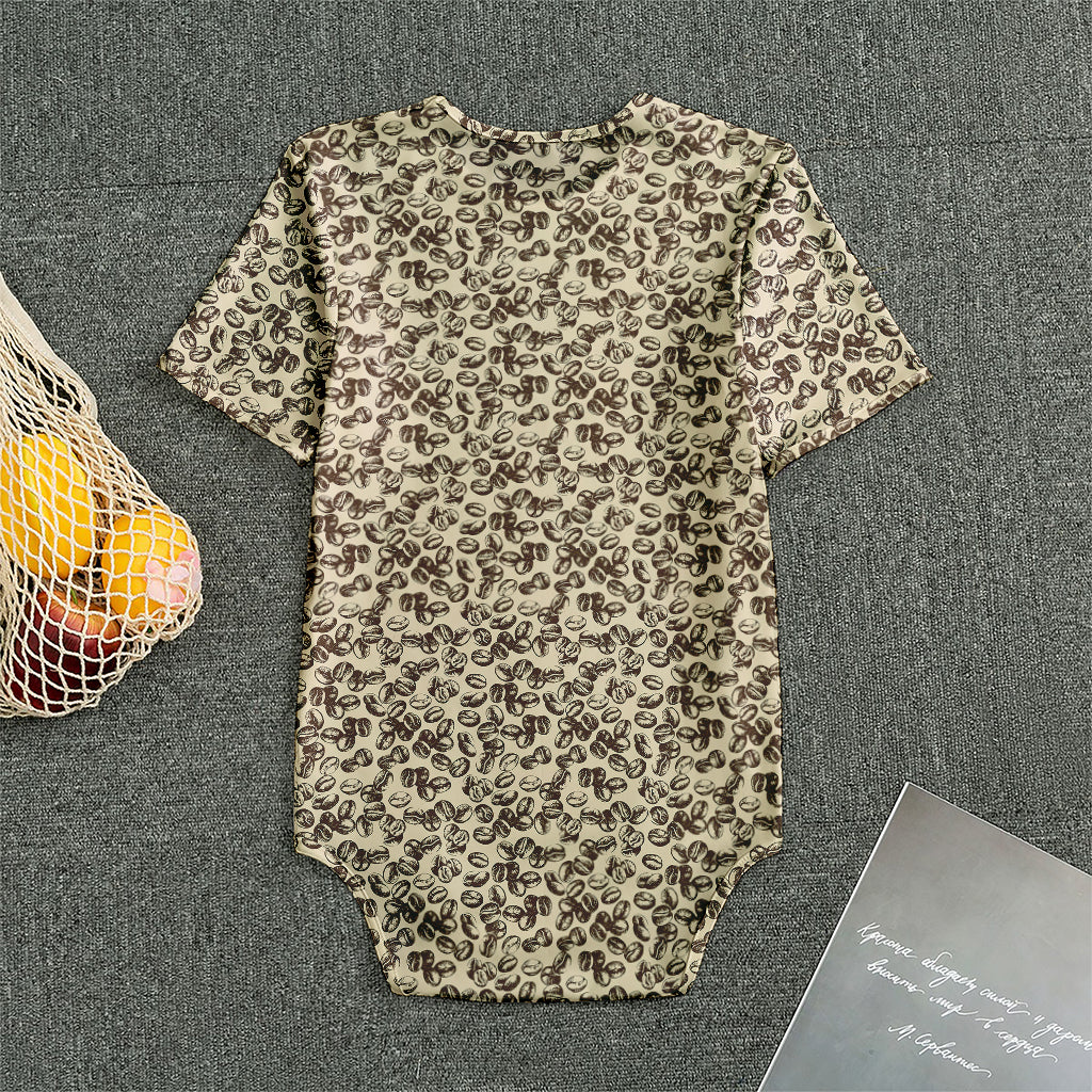 Vintage Coffee Bean Pattern Print Men's Bodysuit