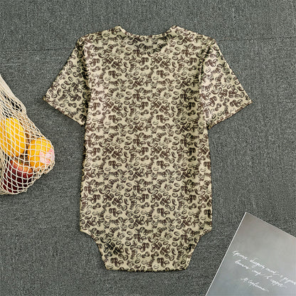 Vintage Coffee Bean Pattern Print Men's Bodysuit
