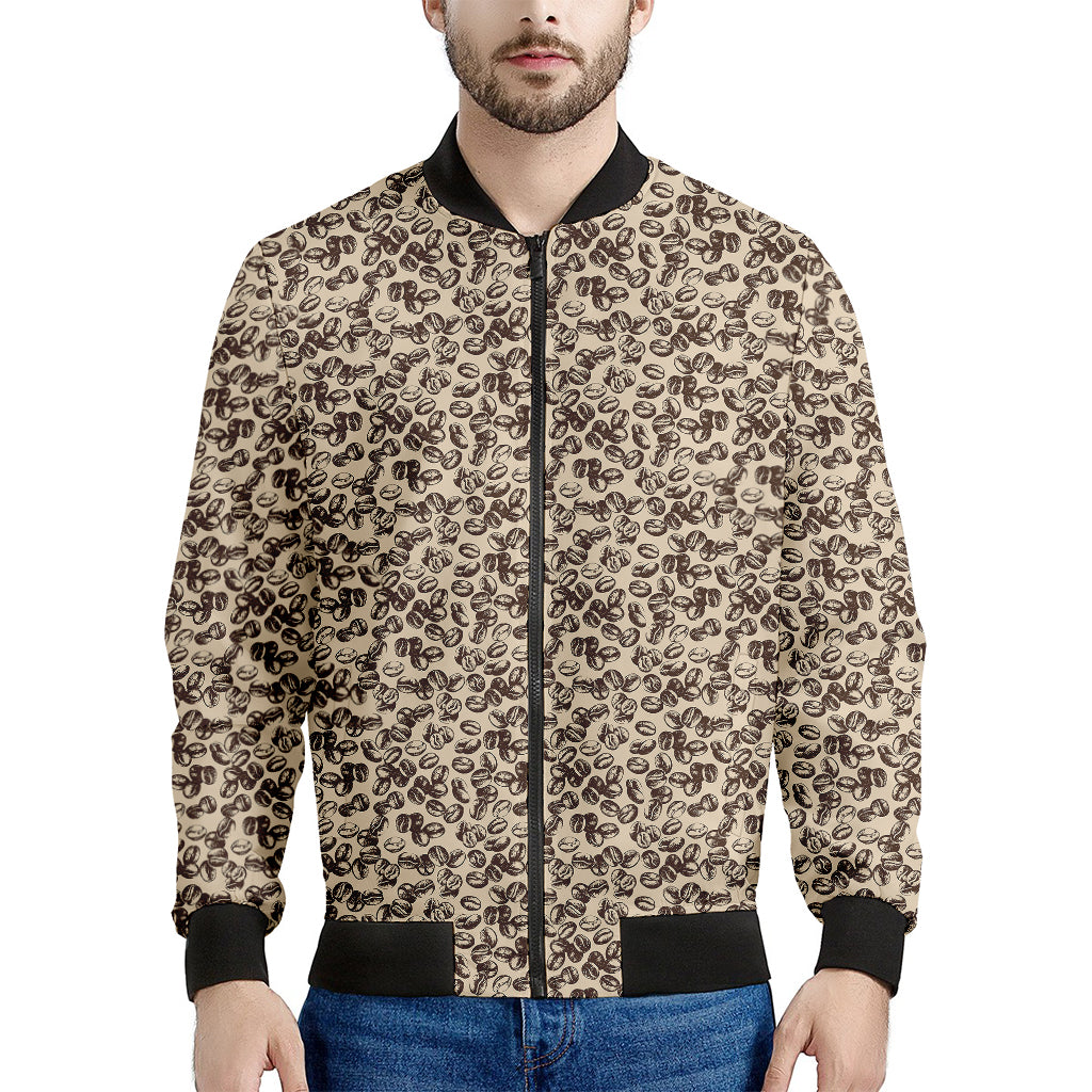 Vintage Coffee Bean Pattern Print Men's Bomber Jacket