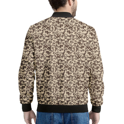 Vintage Coffee Bean Pattern Print Men's Bomber Jacket