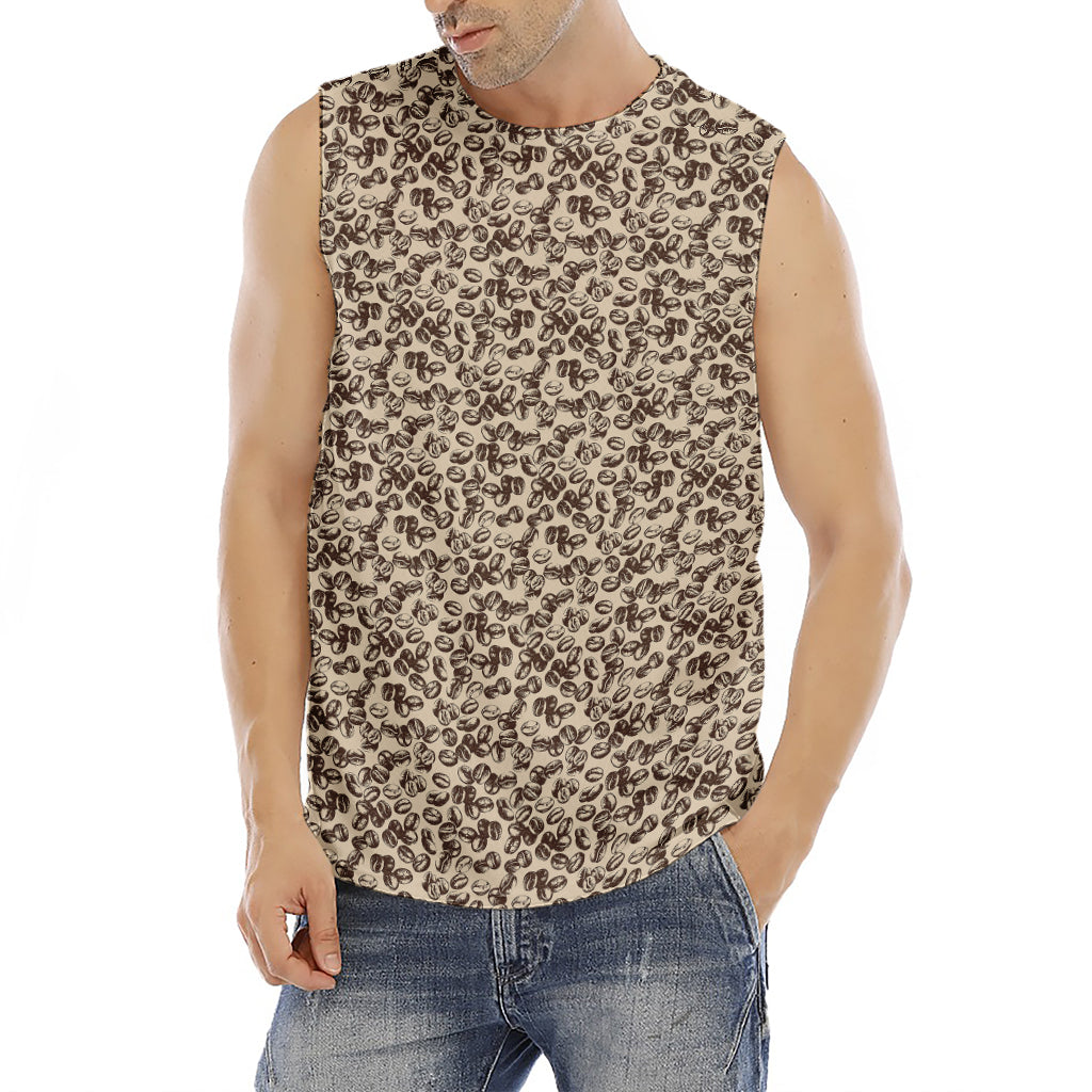 Vintage Coffee Bean Pattern Print Men's Fitness Tank Top